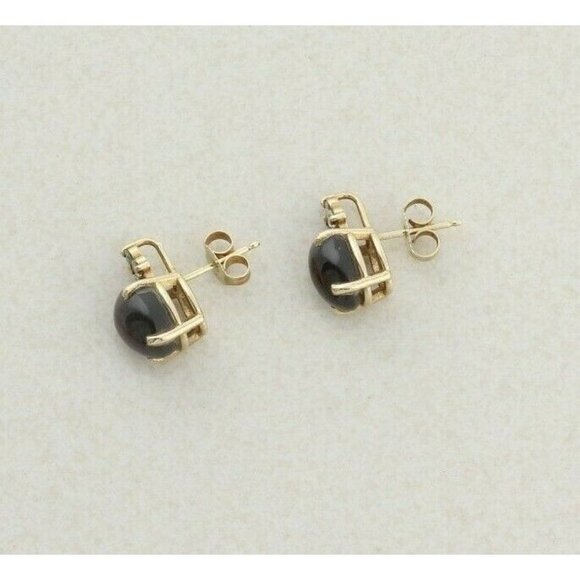 14k Yellow Gold Cat's Eye and Diamond Stud Earrings Gorgeous - Picture 9 of 10